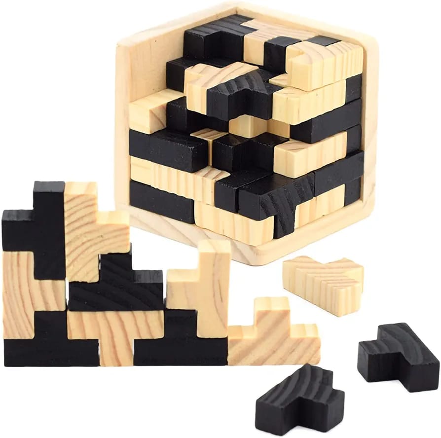 Wooden IQ Brain Teaser Puzzle Cube - 689