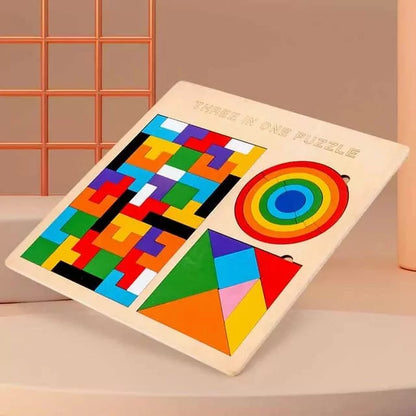 3 in 1 Tetiris, Tangram & Rainbow Pattern Board
