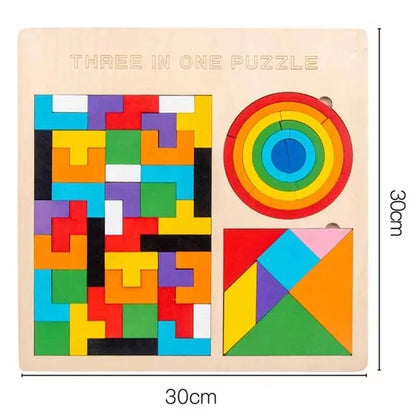 3 in 1 Tetiris, Tangram & Rainbow Pattern Board