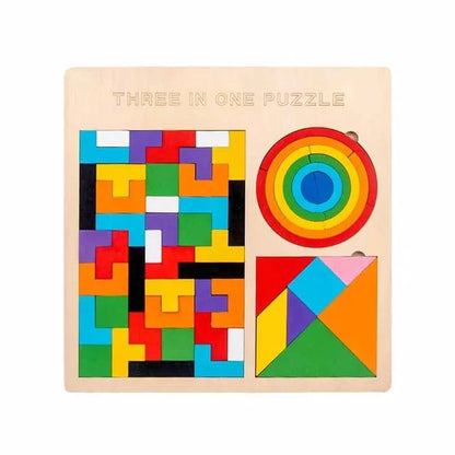 3 in 1 Tetiris, Tangram & Rainbow Pattern Board