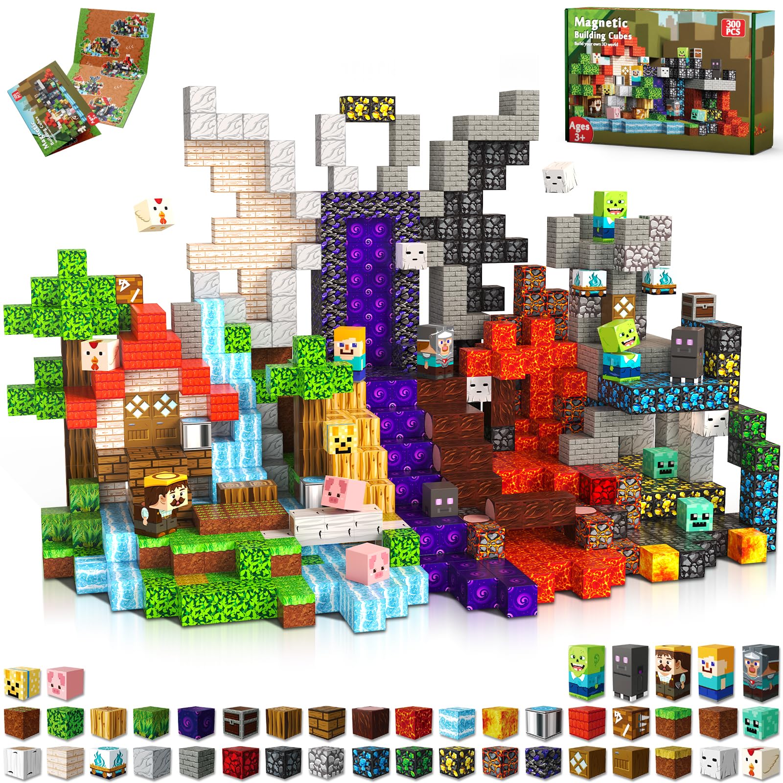 Blocs de construction magnétiques – Cubes aimantés inspirés de Minecraft pour enfants
