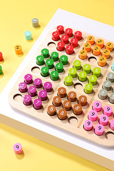 Wooden Sudoku Color and Number Memory Board