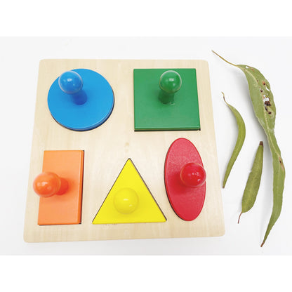 Montessori Easy Grip First Geometric Shape Puzzle Board Knob Geo Puzzle