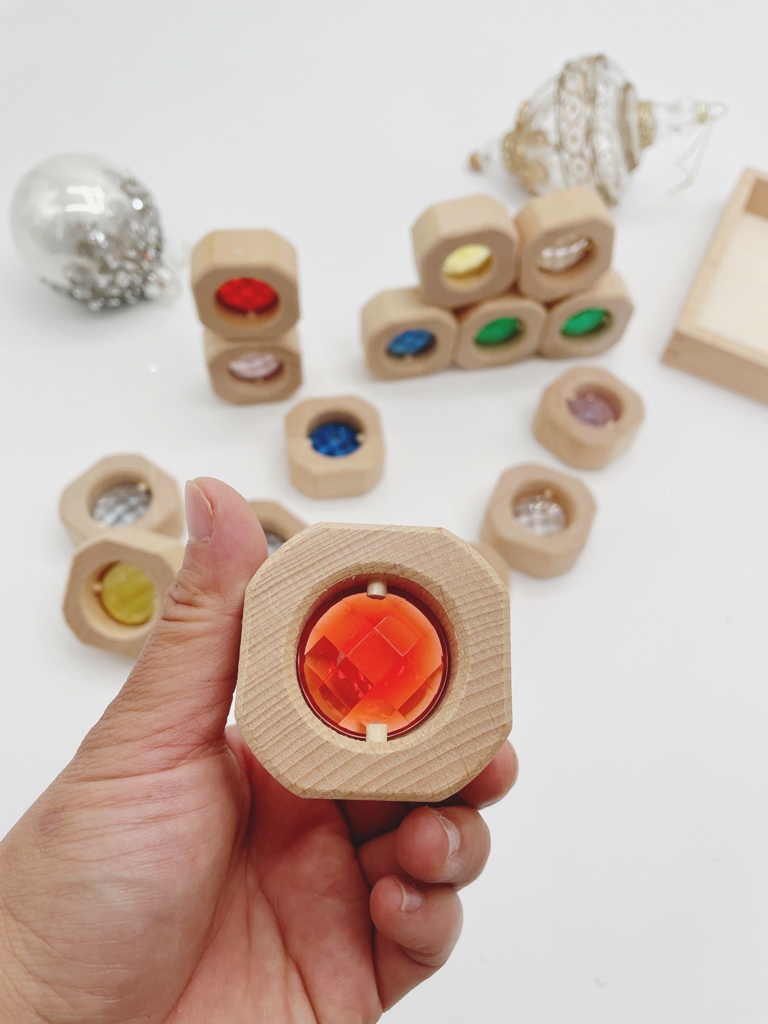 Large Sparkling Gem blocks with Tray Large Acrylic See Through 25 Gem Stones MIX