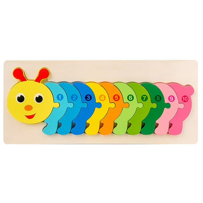 Fidtoy Puzzle en bois chiffres animaux Jouet Montessori pour enfants