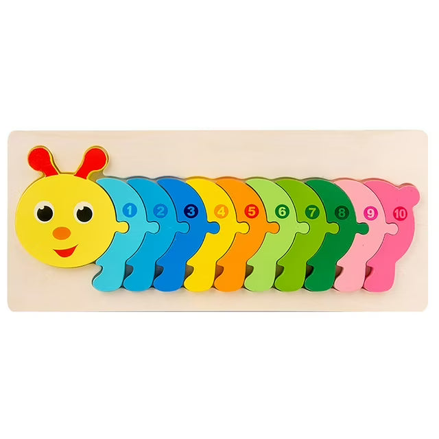 Fidtoy Puzzle en bois chiffres animaux Jouet Montessori pour enfants