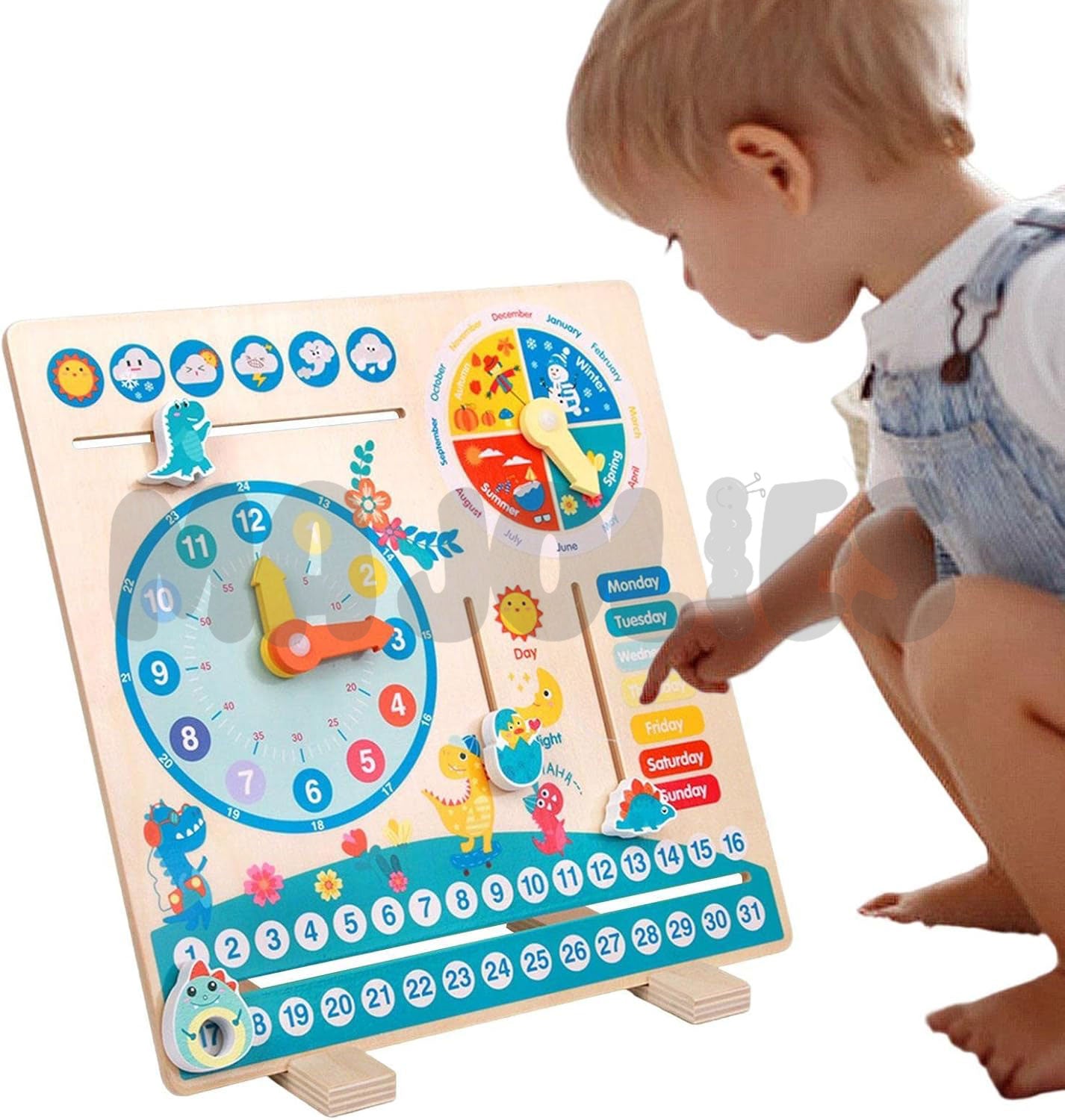 Tableau d'apprentissage Dino - Heure et calendrier