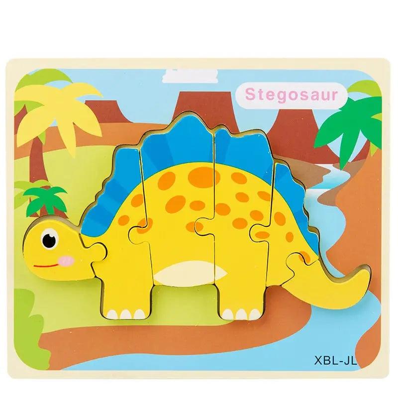 3D Cartoon Dinosaur Wooden Puzzle