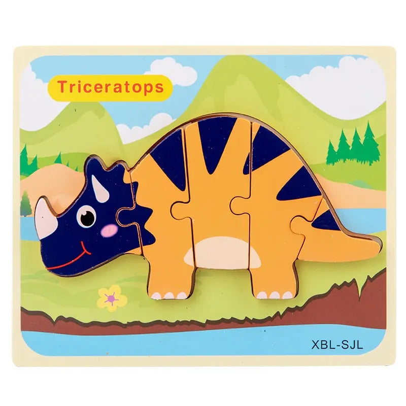 3D Cartoon Dinosaur Wooden Puzzle