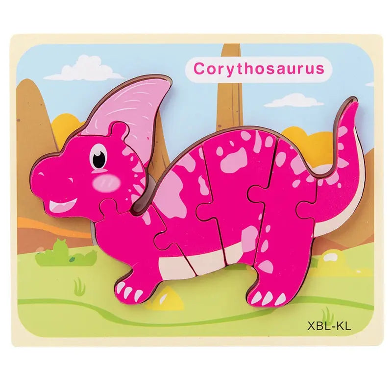 3D Cartoon Dinosaur Wooden Puzzle
