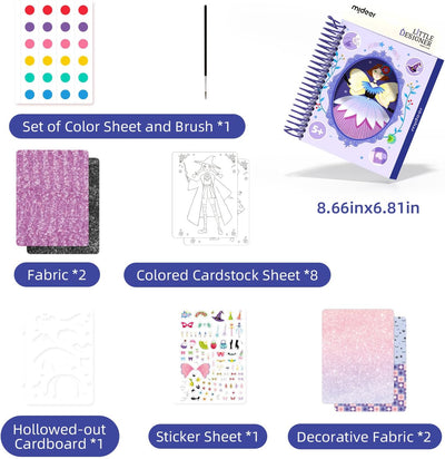 Pequeña Diseñadora - Club Mágico | Diseño de moda con telas, pegatinas de accesorios, colores
