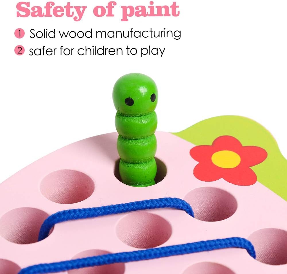 Wooden 3D Fruits Thread Lacing Kit - Strawberry