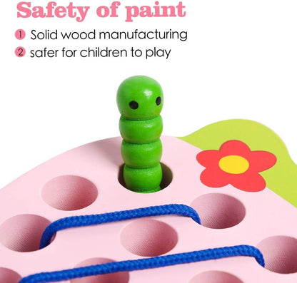 Wooden 3D Fruits Thread Lacing Kit - Strawberry