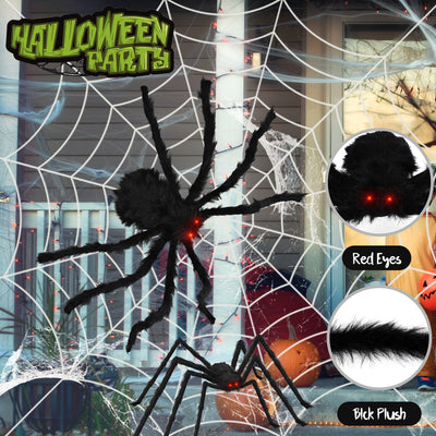 Fidtoy Grandes décorations d'araignée d'Halloween – Lot de 2