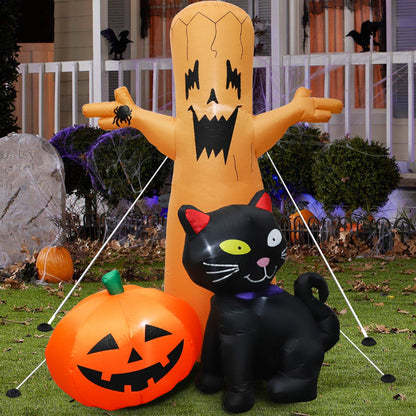 8 FT Inflatable Halloween Outdoor Decoration Dead Tree, Pumpkin and Black Cat