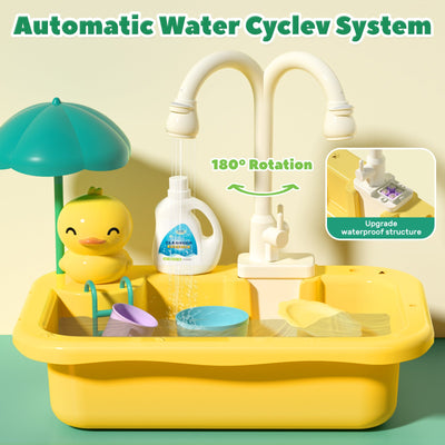 Fidtoy Évier de Cuisine Jouet pour Enfants avec Robinet d'Eau Courante