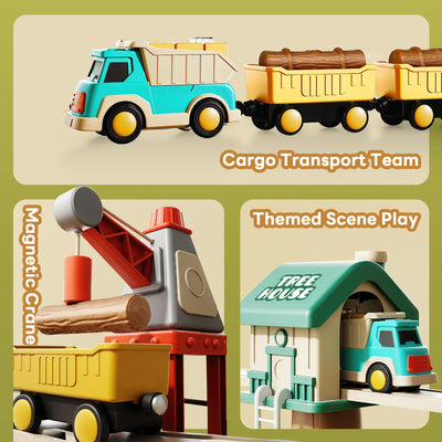 Fidtoy 62PCS Forest Adventure Motorized Train Track Set
