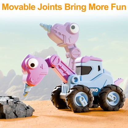 iPlay, iLearn Dinosaur Truck Toys for Toddlers, Boys Dino Press Go Racing Cars, Kids Construction Sandbox Vehicles Playset, Baby Push Go Friction Car Set, Birthday Gift for 18 Months 2 3 4 5 Years Old