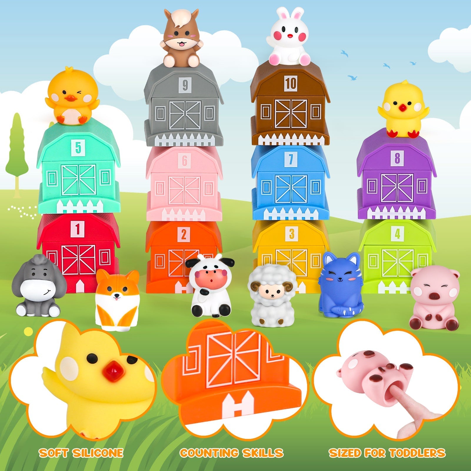 Kit de jeu éducatif sur les animaux de la ferme Fidtoy
