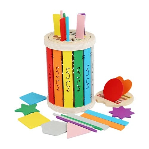 Cubo de madera para actividad de clasificación de colores - 593