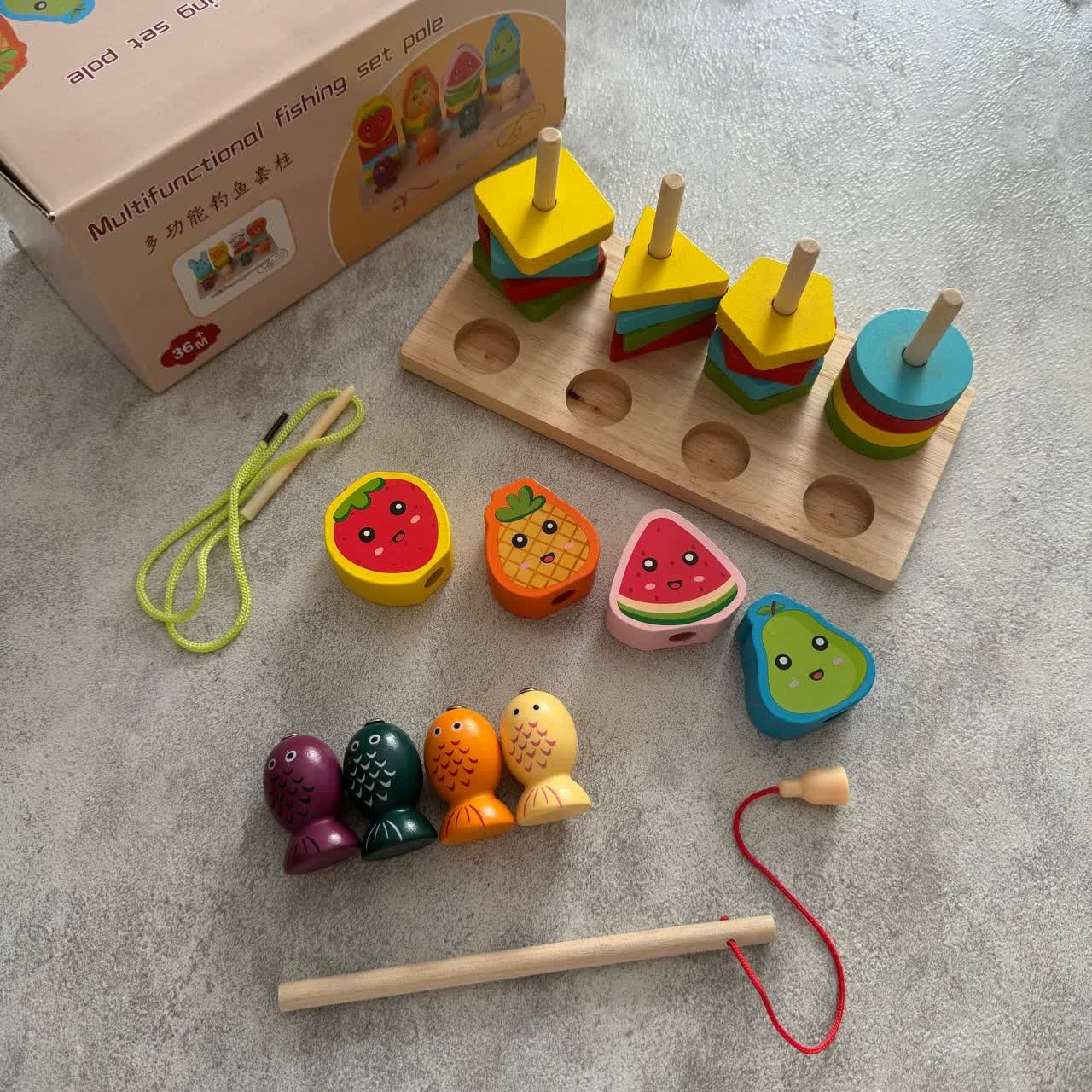 3in1 Multifunctional Shape Lacing Fruits and Fish Catch Activity - 566