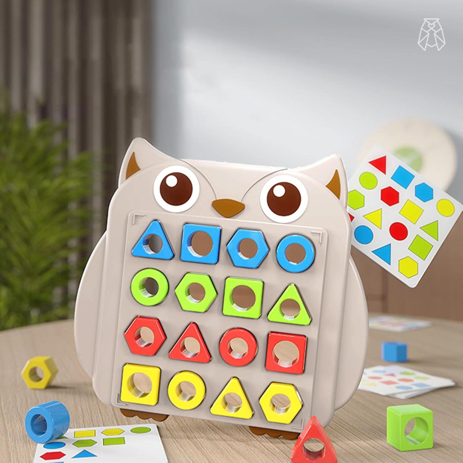 Défi Hibou Amusant : Associer les Formes aux Cartes de Modèles à Deux Joueurs - 104