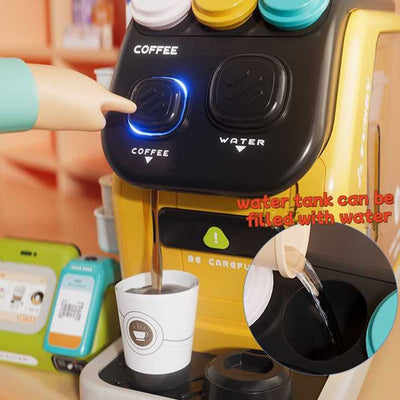 Set de Café de Juguete de Simulación Multifuncional 3 en 1 con Caja Registradora - L94