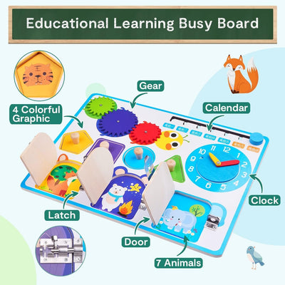 Wooden Shape Sensory Activity Busy Board - 000