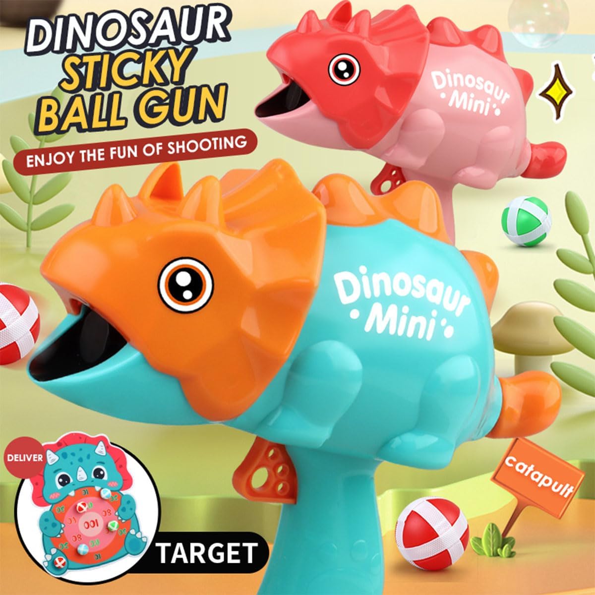 Dinosaur Dart Board Sticky Ball Target Shooting Set - 048