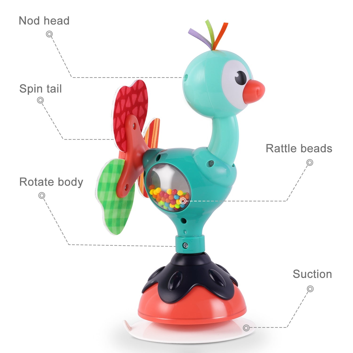 Baby Rattles Set Toys W/ Suction Cup Baby Tray Toy