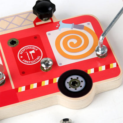 Wooden Montessori Disassembly Fire Truck Screw Board - 069