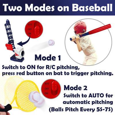 Fidtoy 2 in 1 RC Baseball and Tennis Pitching Set