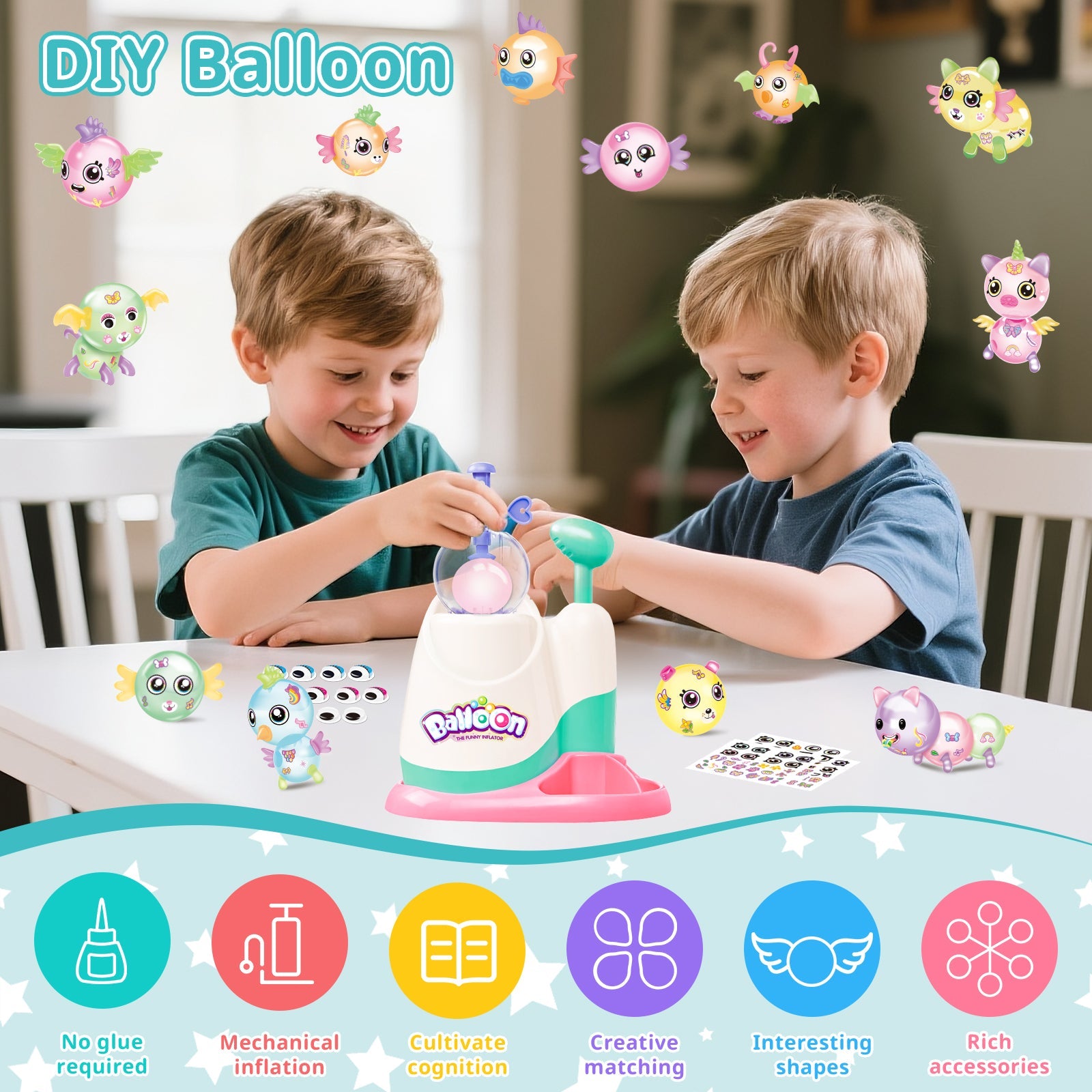 Balloon Inflate Toy Squishy Toys, Kawaii Squishies Party Favors for Kids 4-8 8-12 Glow in The Dark Squishy Pack Refills - DIY Squishy Making Kit