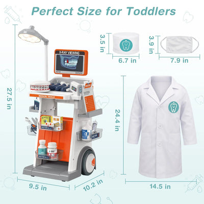29PCS Pretend Doctor & Dentist Kit for 3–5 Year Olds