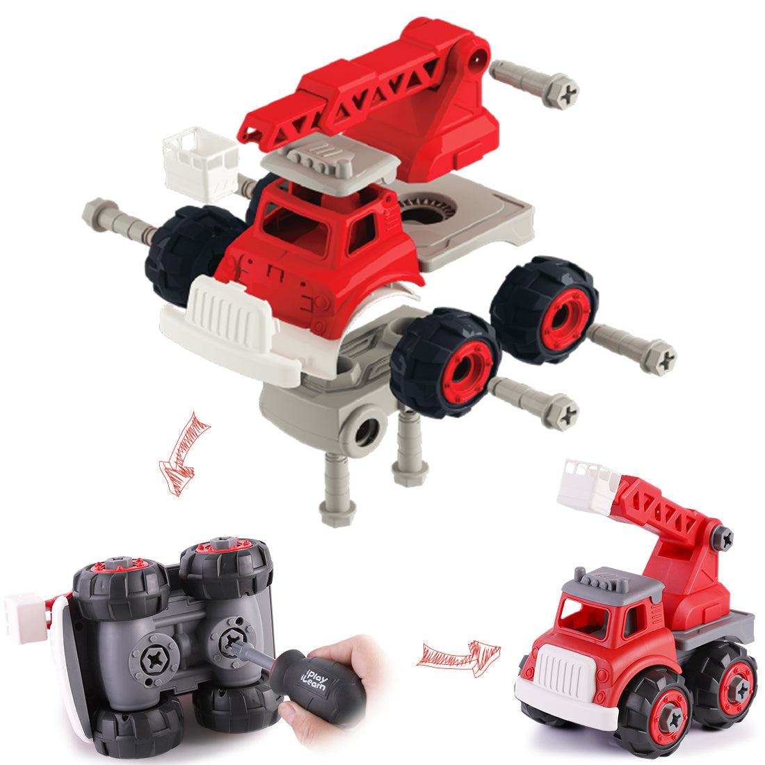 Kids Fire Engine Truck Toys Take Apart Assembly Play Set