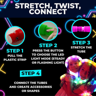 Light Glow in the Dark Stretchable Pop Tube 6 pieces - 6LG