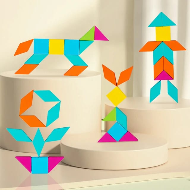Wooden Geometrical Shapes Pattern Tangram Puzzle - 533
