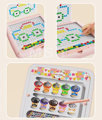 Tablero de dibujo magnético 2 en 1 con cuentas magnéticas y combinación de colores - 134