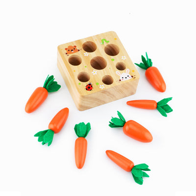 Caja de cosecha de zanahorias Juguete Montessori de madera ecológico