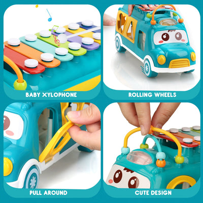 Autobús Clasificador de Formas Musical Fidtoy para Niños Pequeños de 12 Meses en Adelante