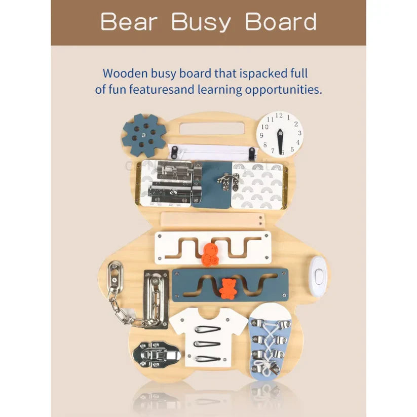 Wooden Bear Busy Board Drawing Toy