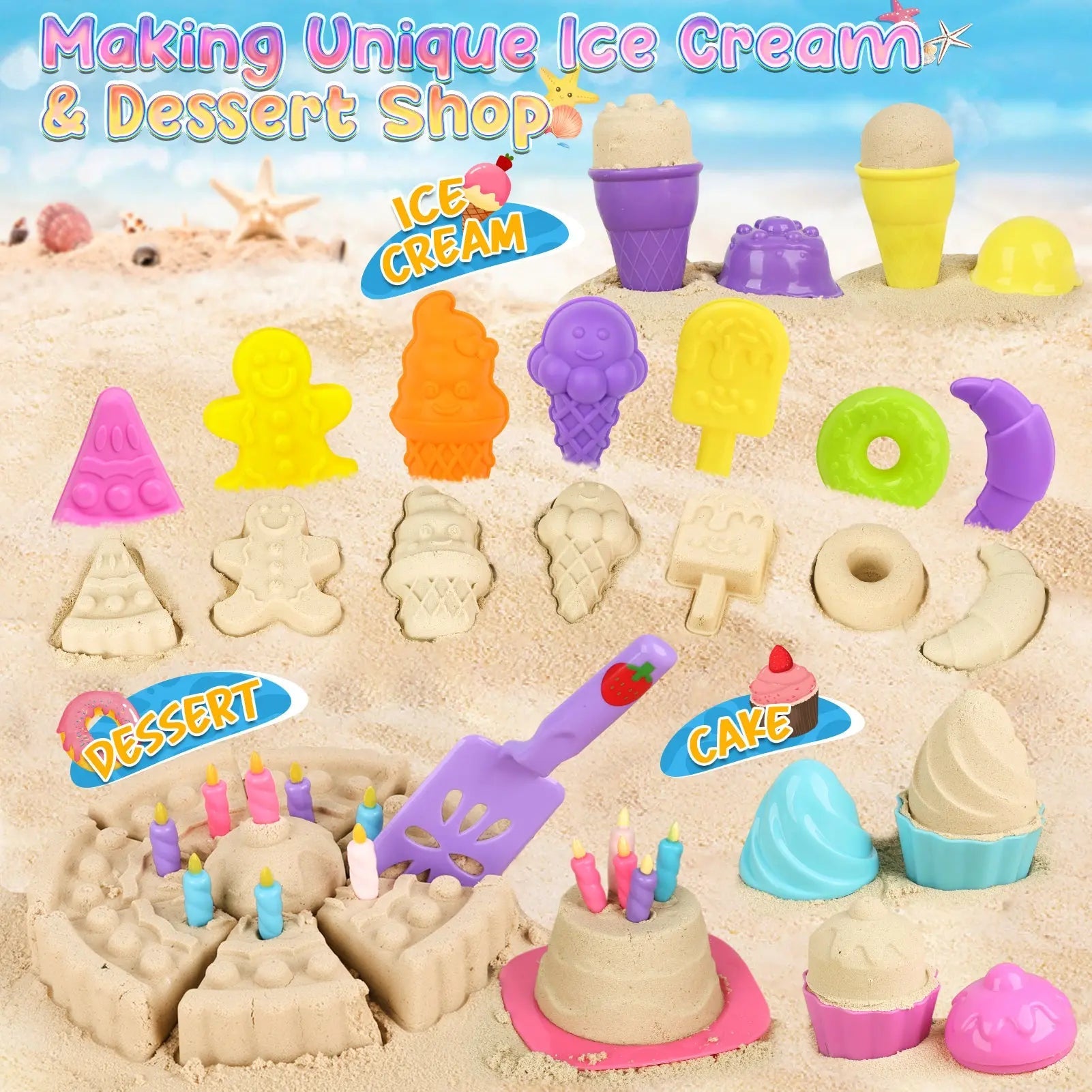 Juguetes de playa de helado para niños de 3 a 10 años