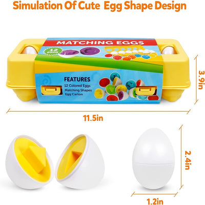 Jeu d'œufs à emboîter pour l'apprentissage des couleurs et des formes - 12 pièces - XB4