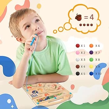 Wooden Magnetic Color and Number Maze Board - 018