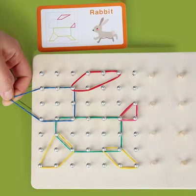 Wooden Geo Montessori Bands and Pattern Cards with Drawing Card - 564