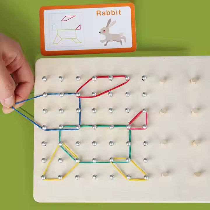 Wooden Geo Montessori Bands and Pattern Cards with Drawing Card - 564