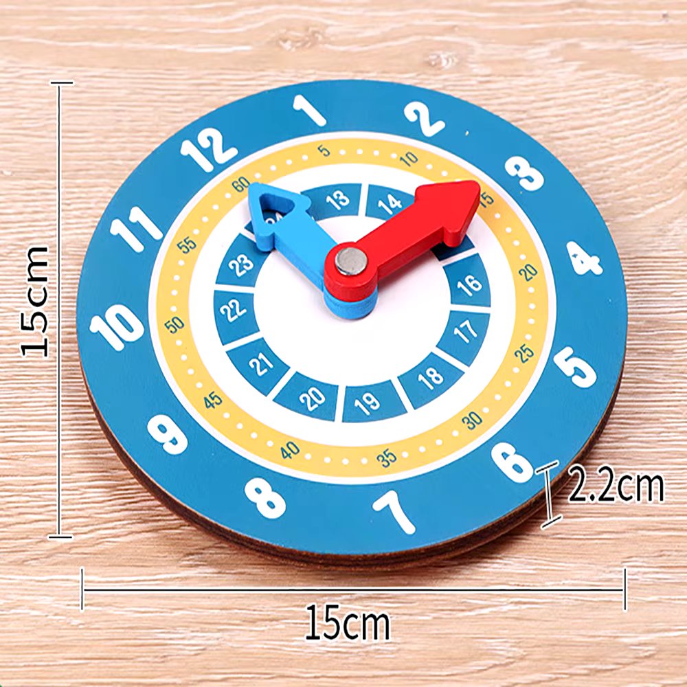 Wooden Montessori Double Sided Time Learning Math Clock - 014