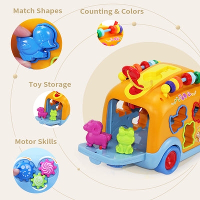 Fidtoy Bus Musical d'Activités avec Puzzle Animaux pour Tout-petits