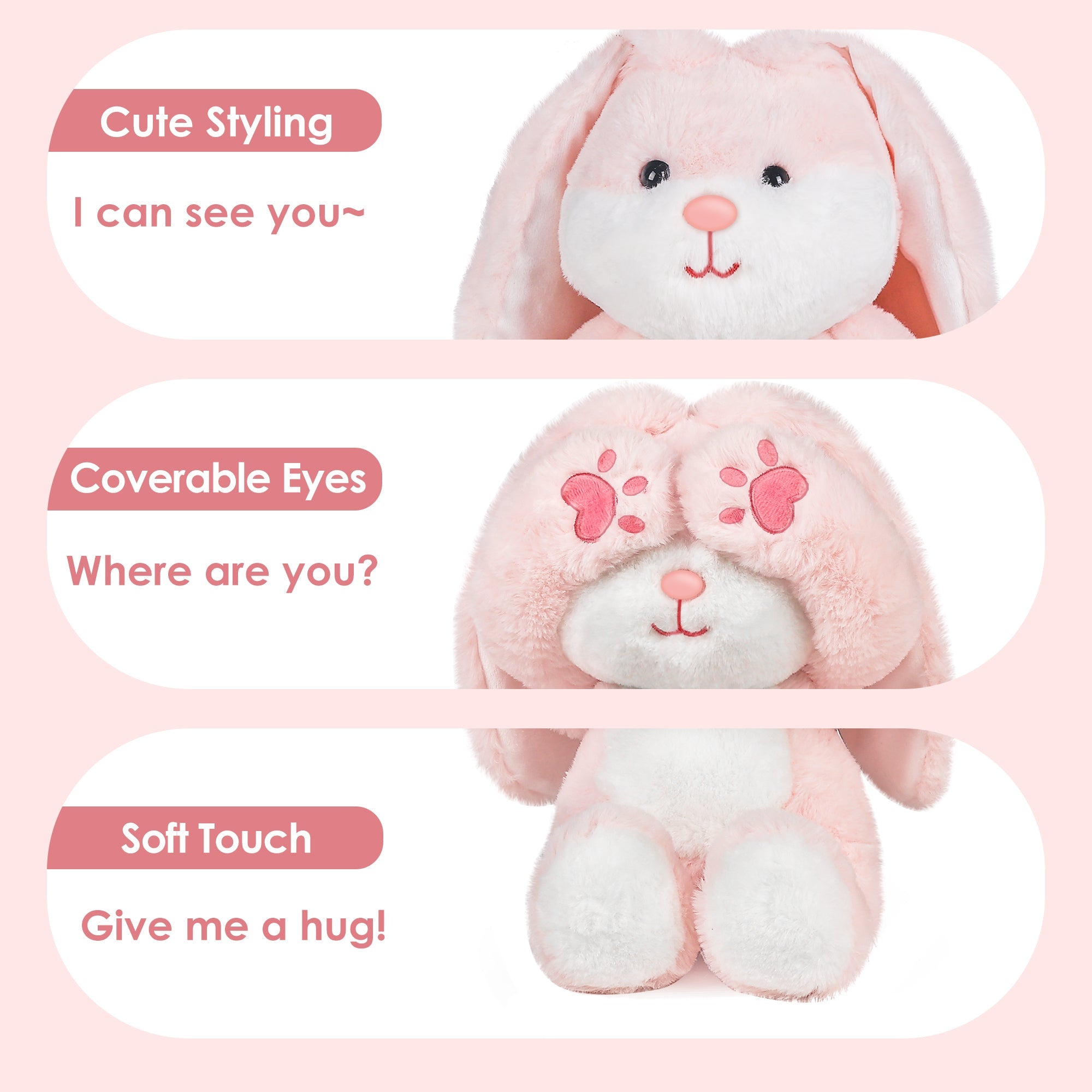 Baby Easter Bunny Stuffed Animals, 12" Soft Plush Rabbit Toy, Infant Hide Seek