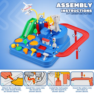 Fidtoy Car Adventure Track Set with 4 Mini Cars for Kids